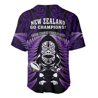 New Zealand Aotearoa Rugby Baseball Jersey NZ Tiki With Maori Fern World Cup Purple Version LT14 - Polynesian Pride