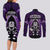 New Zealand Aotearoa Rugby Couples Matching Long Sleeve Bodycon Dress and Long Sleeve Button Shirts NZ Tiki With Maori Fern World Cup Purple Version LT14 - Polynesian Pride