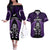 New Zealand Aotearoa Rugby Couples Matching Off The Shoulder Long Sleeve Dress and Hawaiian Shirt NZ Tiki With Maori Fern World Cup Purple Version LT14 Purple - Polynesian Pride