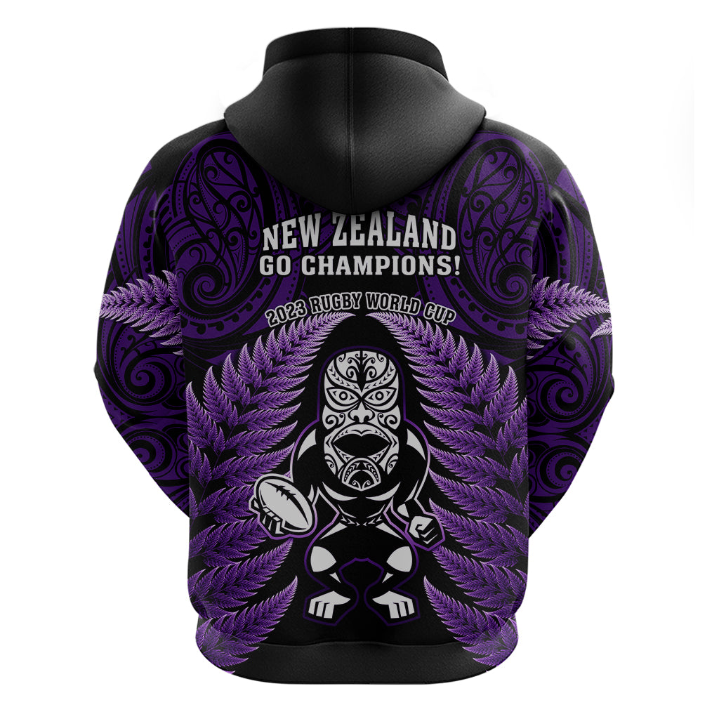New Zealand Aotearoa Rugby Hoodie NZ Tiki With Maori Fern World Cup Purple Version LT14 - Polynesian Pride
