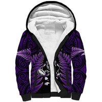 New Zealand Aotearoa Rugby Sherpa Hoodie NZ Tiki With Maori Fern World Cup Purple Version LT14 Unisex Purple - Polynesian Pride