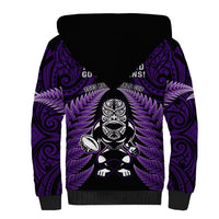 New Zealand Aotearoa Rugby Sherpa Hoodie NZ Tiki With Maori Fern World Cup Purple Version LT14 - Polynesian Pride