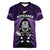 New Zealand Aotearoa Rugby Women V Neck T Shirt NZ Tiki With Maori Fern World Cup Purple Version LT14 Female Purple - Polynesian Pride