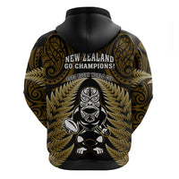 New Zealand Aotearoa Rugby Hoodie NZ Tiki With Maori Fern World Cup Gold Version LT14 - Polynesian Pride