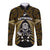 New Zealand Aotearoa Rugby Long Sleeve Button Shirt NZ Tiki With Maori Fern World Cup Gold Version LT14 Unisex Gold - Polynesian Pride