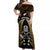 New Zealand Aotearoa Rugby Off Shoulder Maxi Dress NZ Tiki With Maori Fern World Cup Gold Version LT14 Women Gold - Polynesian Pride