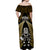 New Zealand Aotearoa Rugby Off Shoulder Maxi Dress NZ Tiki With Maori Fern World Cup Gold Version LT14 - Polynesian Pride