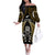 New Zealand Aotearoa Rugby Off The Shoulder Long Sleeve Dress NZ Tiki With Maori Fern World Cup Gold Version LT14 Women Gold - Polynesian Pride