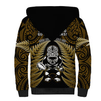 New Zealand Aotearoa Rugby Sherpa Hoodie NZ Tiki With Maori Fern World Cup Gold Version LT14 - Polynesian Pride