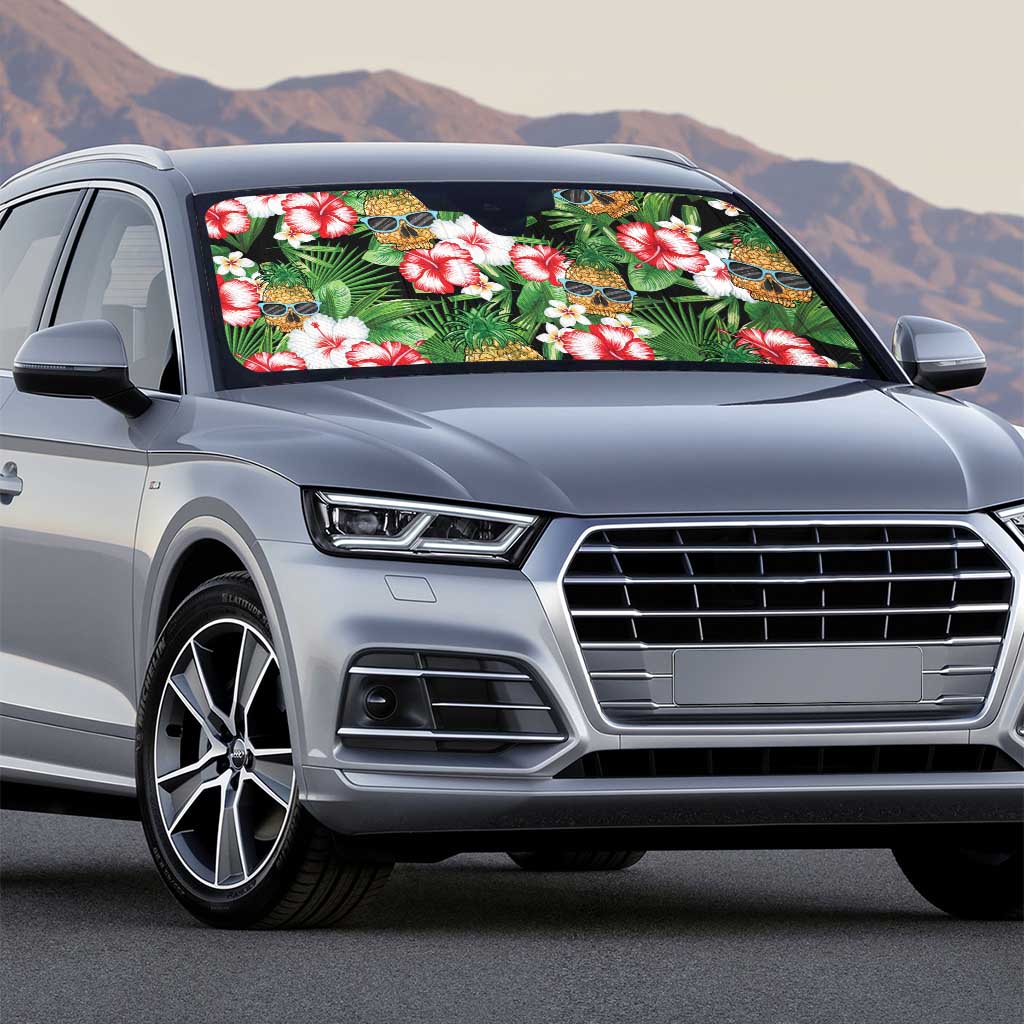 Pineapple Skull Aloha Hawaii Auto Sun Shade Summer Vibes Tropical Seamless Pattern - Polynesian Pride