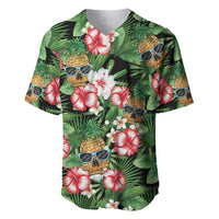 Pineapple Skull Aloha Hawaii Baseball Jersey Summer Vibes Tropical Seamless Pattern - Polynesian Pride