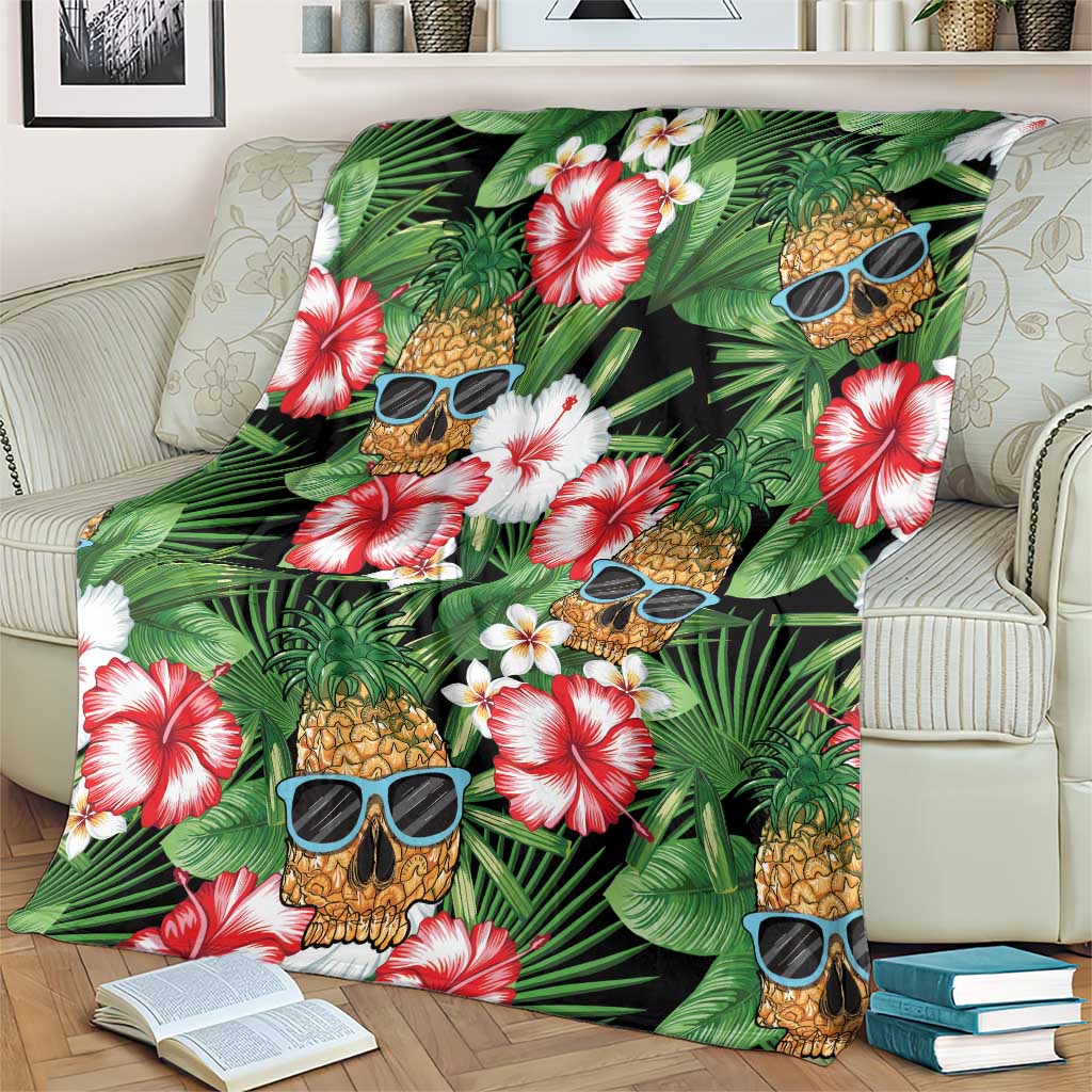 Pineapple Skull Aloha Hawaii Blanket Summer Vibes Tropical Seamless Pattern - Polynesian Pride