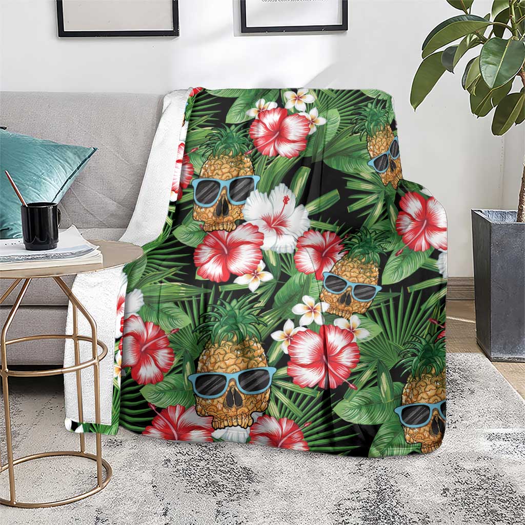 Pineapple Skull Aloha Hawaii Blanket Summer Vibes Tropical Seamless Pattern - Polynesian Pride