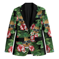 Pineapple Skull Aloha Hawaii Blazer Summer Vibes Tropical Seamless Pattern LT14 Unisex Black - Polynesian Pride