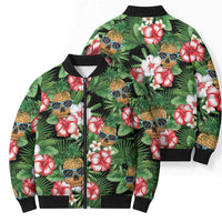 Pineapple Skull Aloha Hawaii Bomber Puffer Jacket Summer Vibes Tropical Seamless Pattern - Polynesian Pride