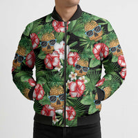 Pineapple Skull Aloha Hawaii Bomber Puffer Jacket Summer Vibes Tropical Seamless Pattern - Polynesian Pride