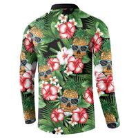 Pineapple Skull Aloha Hawaii Button Sweatshirt Summer Vibes Tropical Seamless Pattern - Polynesian Pride