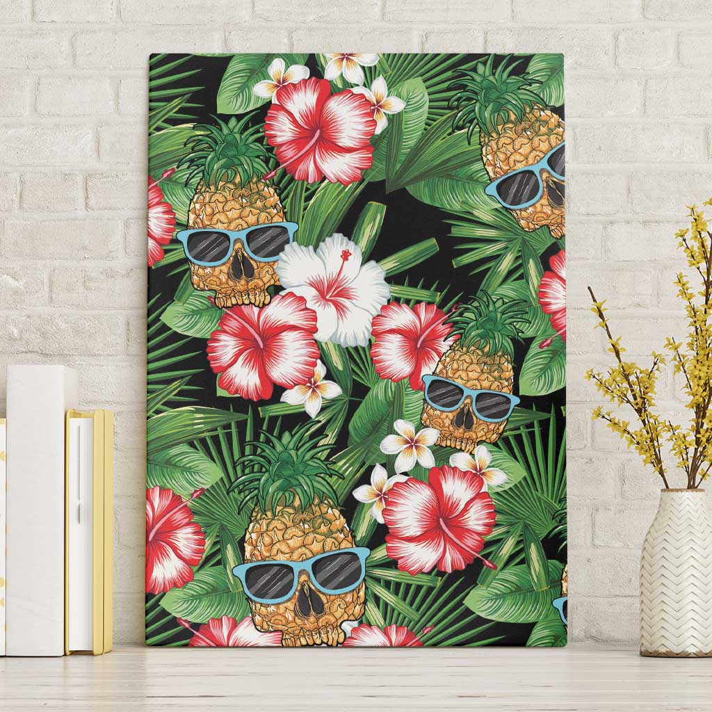 Pineapple Skull Aloha Hawaii Canvas Wall Art Summer Vibes Tropical Seamless Pattern - Polynesian Pride