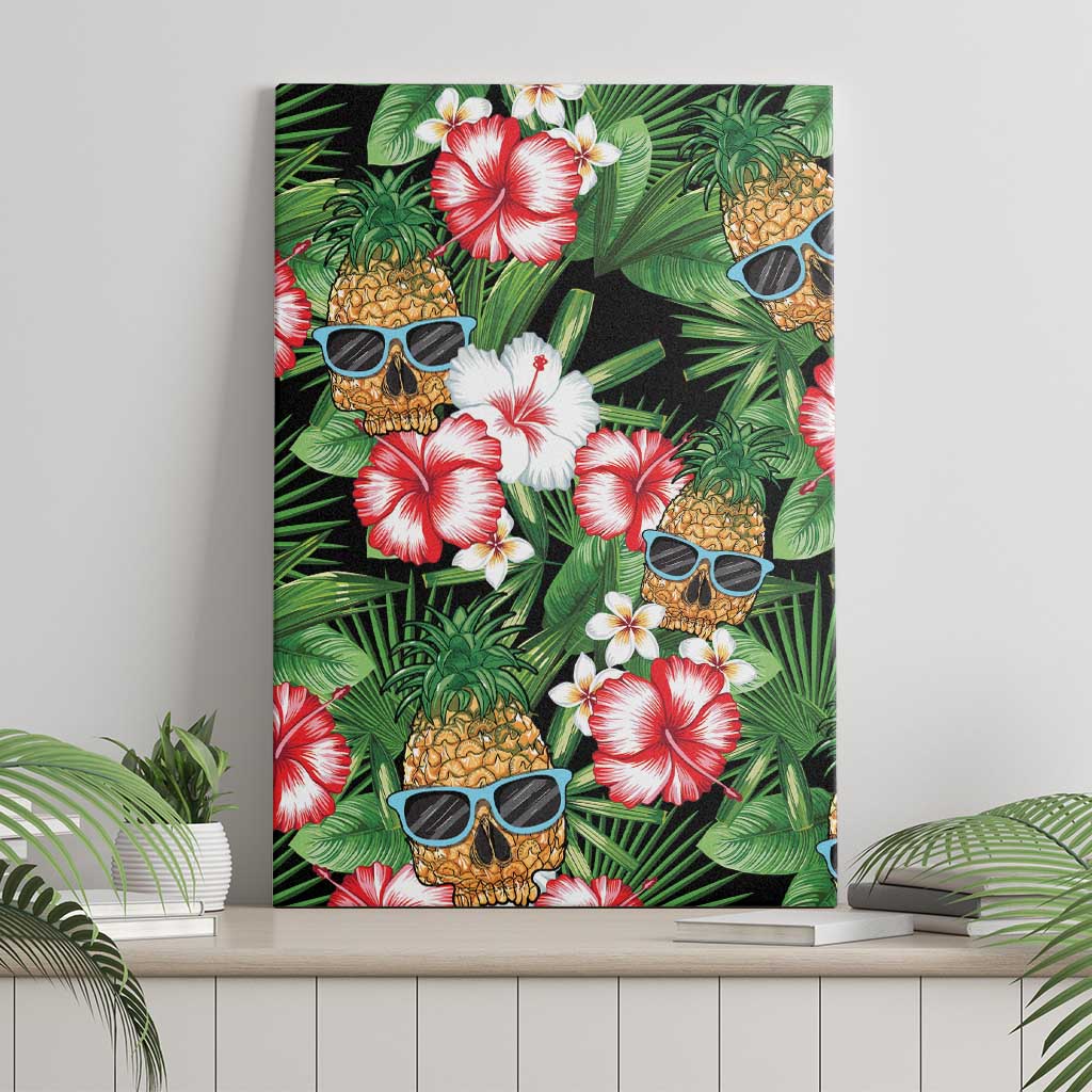 Pineapple Skull Aloha Hawaii Canvas Wall Art Summer Vibes Tropical Seamless Pattern - Polynesian Pride