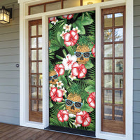 Pineapple Skull Aloha Hawaii Door Cover Summer Vibes Tropical Seamless Pattern - Polynesian Pride