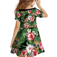 Pineapple Skull Aloha Hawaii Family Matching Short Sleeve Bodycon Dress and Hawaiian Shirt Summer Vibes Tropical Seamless Pattern - Polynesian Pride