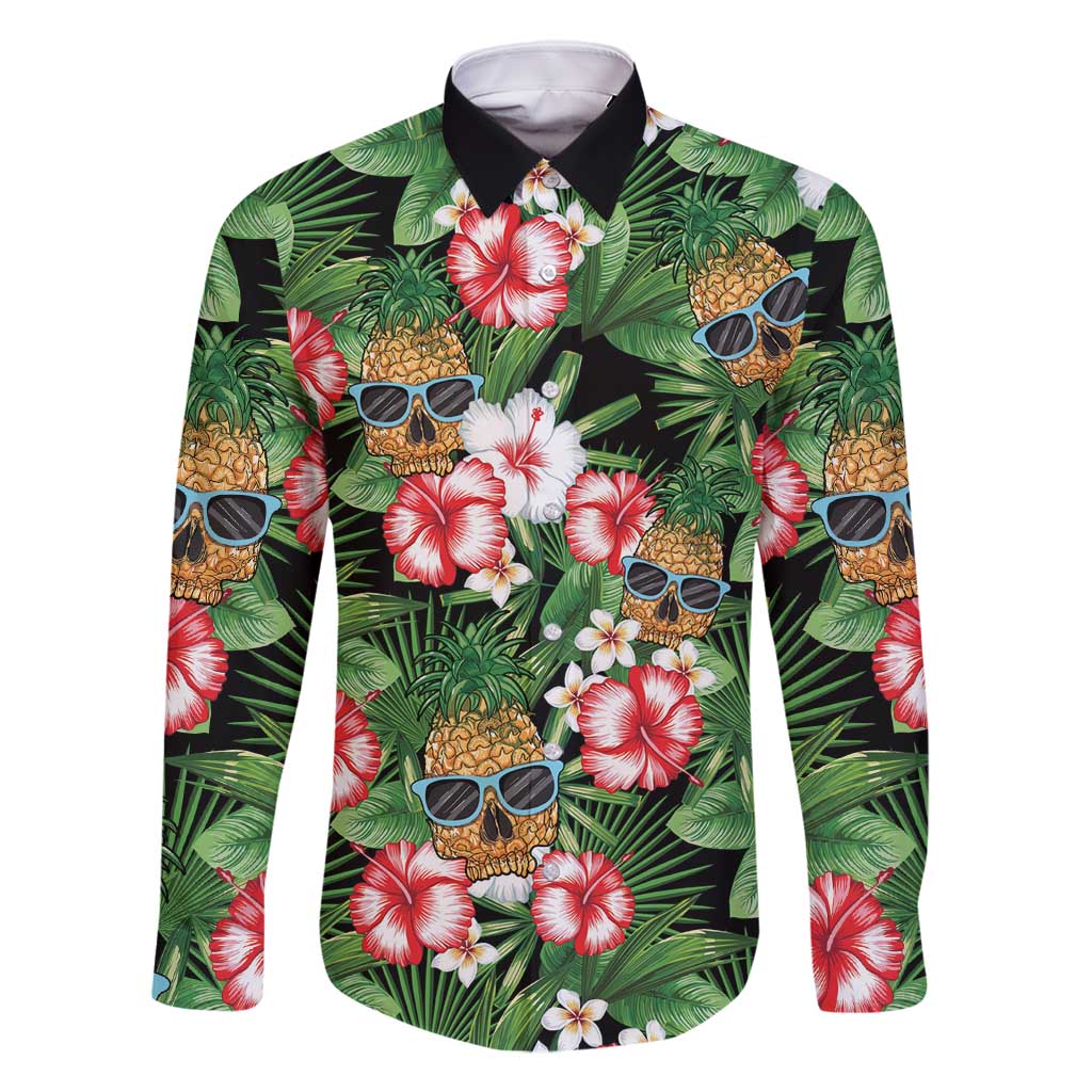 Pineapple Skull Aloha Hawaii Family Matching Summer Maxi Dress and Hawaiian Shirt Summer Vibes Tropical Seamless Pattern - Polynesian Pride