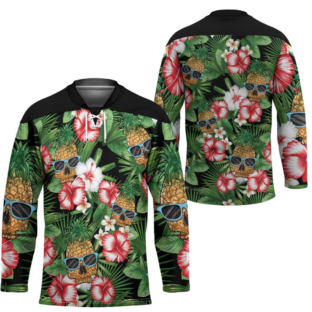 Pineapple Skull Aloha Hawaii Hockey Jersey Summer Vibes Tropical Seamless Pattern LT14 - Polynesian Pride