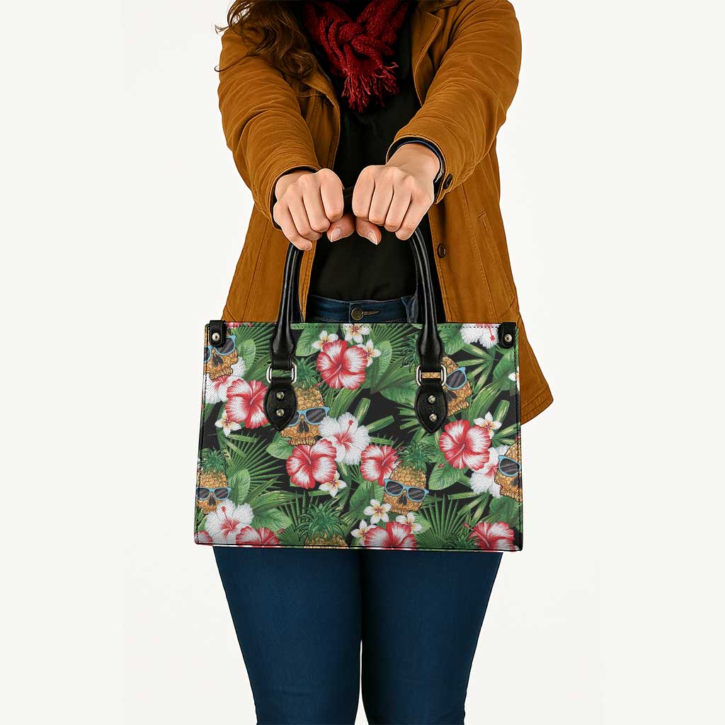 Pineapple Skull Aloha Hawaii Leather Bag Summer Vibes Tropical Seamless Pattern - Polynesian Pride