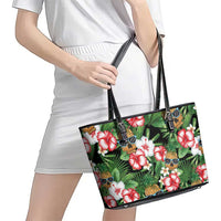 Pineapple Skull Aloha Hawaii Leather Tote Bag Summer Vibes Tropical Seamless Pattern - Polynesian Pride