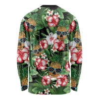 Pineapple Skull Aloha Hawaii Long Sleeve Shirt Summer Vibes Tropical Seamless Pattern - Polynesian Pride