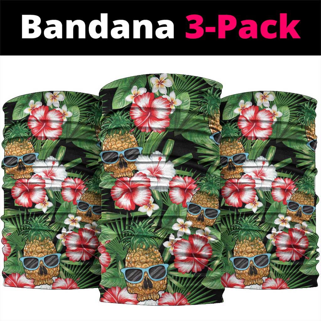 Pineapple Skull Aloha Hawaii Neck Gaiter Summer Vibes Tropical Seamless Pattern LT14 package One Size: 25*50cm Black - Polynesian Pride