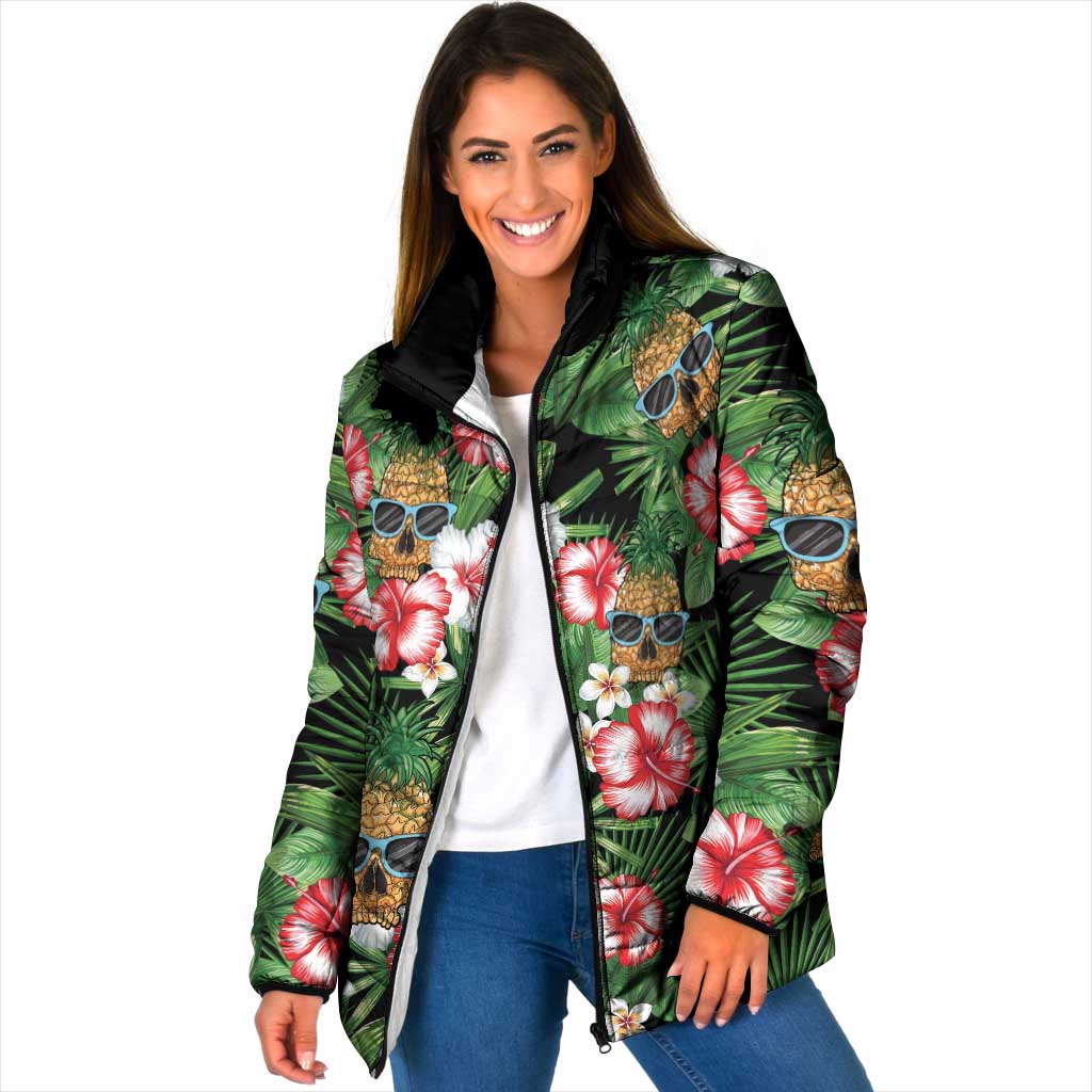Pineapple Skull Aloha Hawaii Padded Jacket Summer Vibes Tropical Seamless Pattern - Polynesian Pride