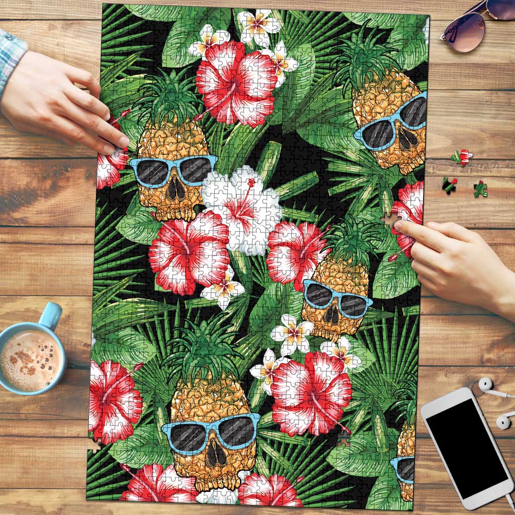 Pineapple Skull Aloha Hawaii Puzzle Summer Vibes Tropical Seamless Pattern - Polynesian Pride