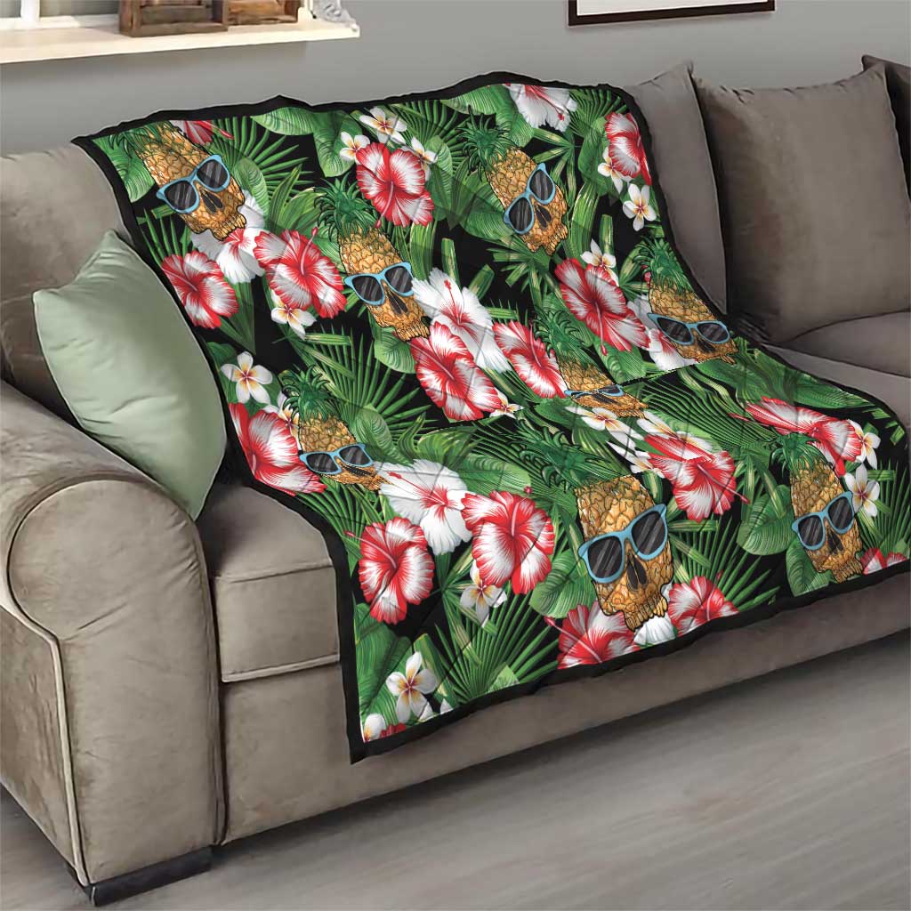 Pineapple Skull Aloha Hawaii Quilt Summer Vibes Tropical Seamless Pattern - Polynesian Pride
