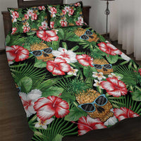 Pineapple Skull Aloha Hawaii Quilt Bed Set Summer Vibes Tropical Seamless Pattern - Polynesian Pride