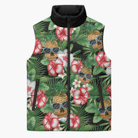 Pineapple Skull Aloha Hawaii Sleeveless Puffer Jacket Summer Vibes Tropical Seamless Pattern - Polynesian Pride