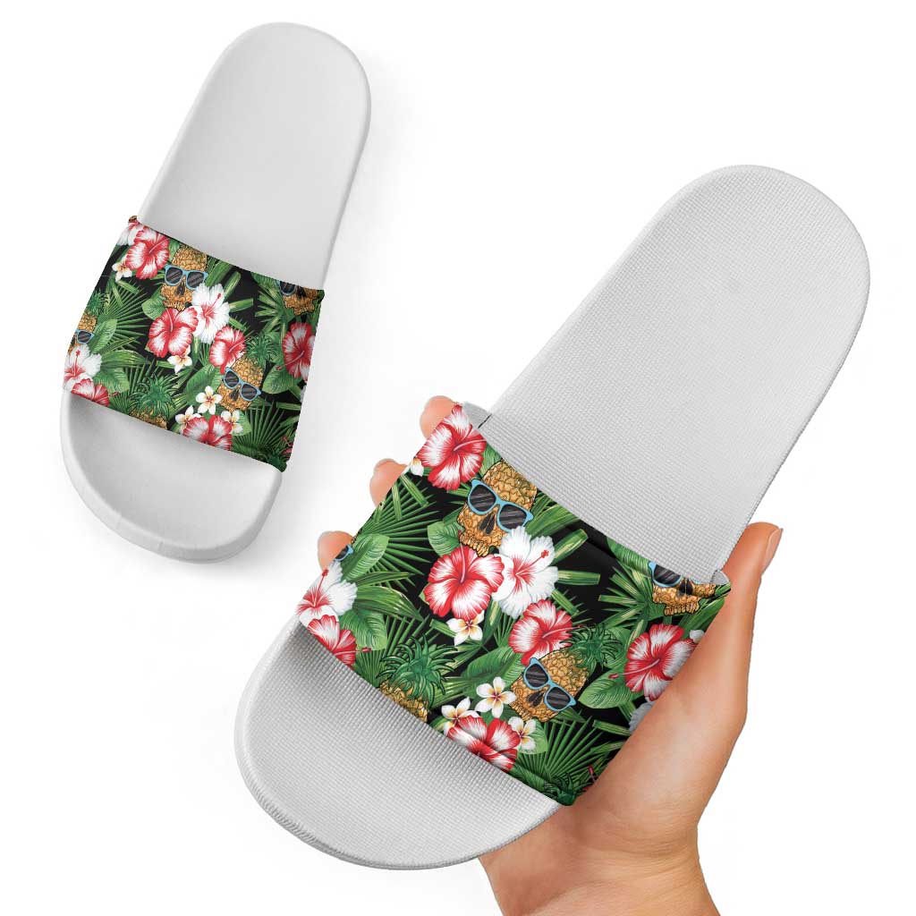 Pineapple Skull Aloha Hawaii Slide Sandals Summer Vibes Tropical Seamless Pattern LT14 - Polynesian Pride