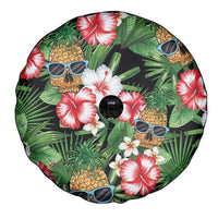 Pineapple Skull Aloha Hawaii Spare Tire Cover Summer Vibes Tropical Seamless Pattern - Polynesian Pride