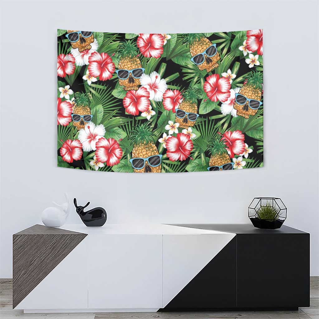 Pineapple Skull Aloha Hawaii Tapestry Summer Vibes Tropical Seamless Pattern - Polynesian Pride