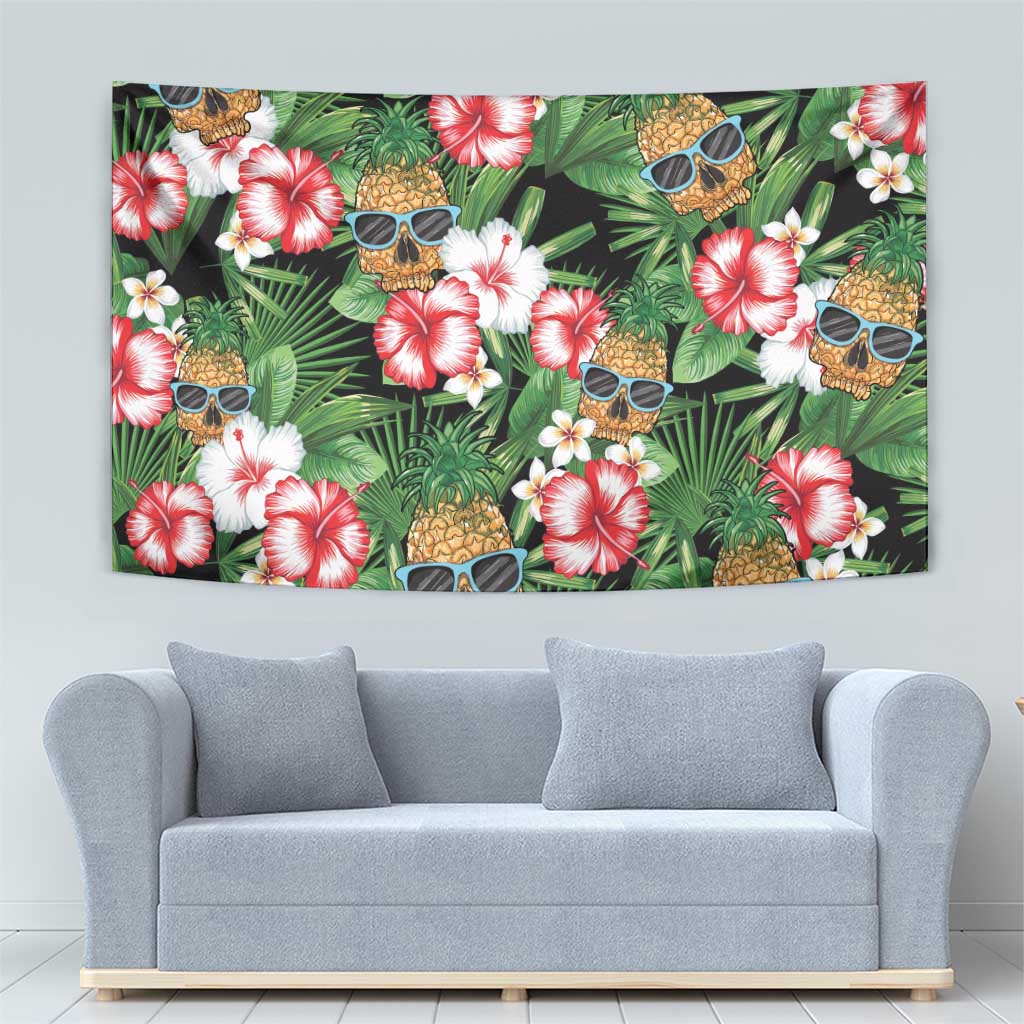 Pineapple Skull Aloha Hawaii Tapestry Summer Vibes Tropical Seamless Pattern - Polynesian Pride