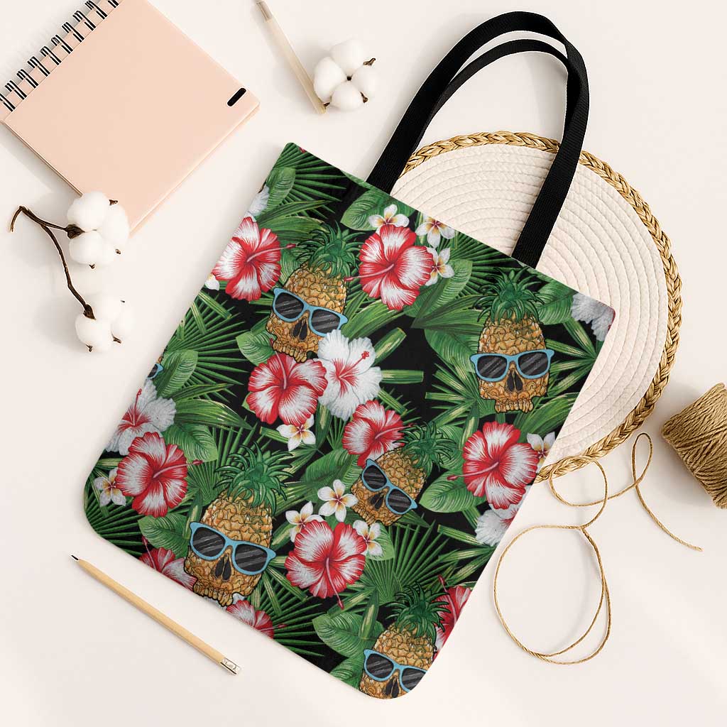 Pineapple Skull Aloha Hawaii Tote Bag Summer Vibes Tropical Seamless Pattern - Polynesian Pride