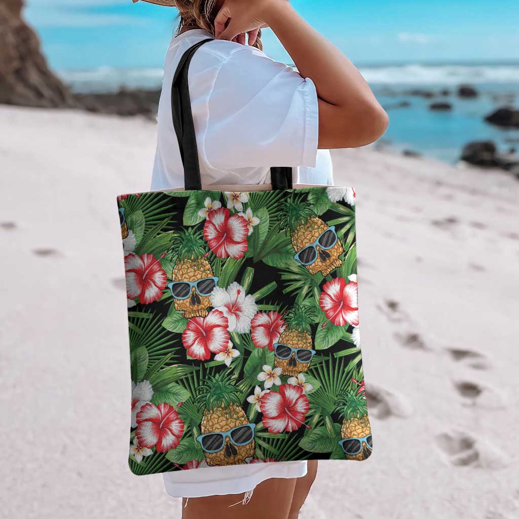 Pineapple Skull Aloha Hawaii Tote Bag Summer Vibes Tropical Seamless Pattern - Polynesian Pride