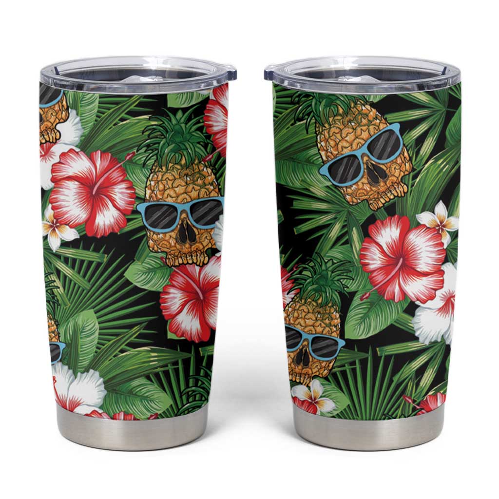 Pineapple Skull Aloha Hawaii Tumbler Cup Summer Vibes Tropical Seamless Pattern - Polynesian Pride