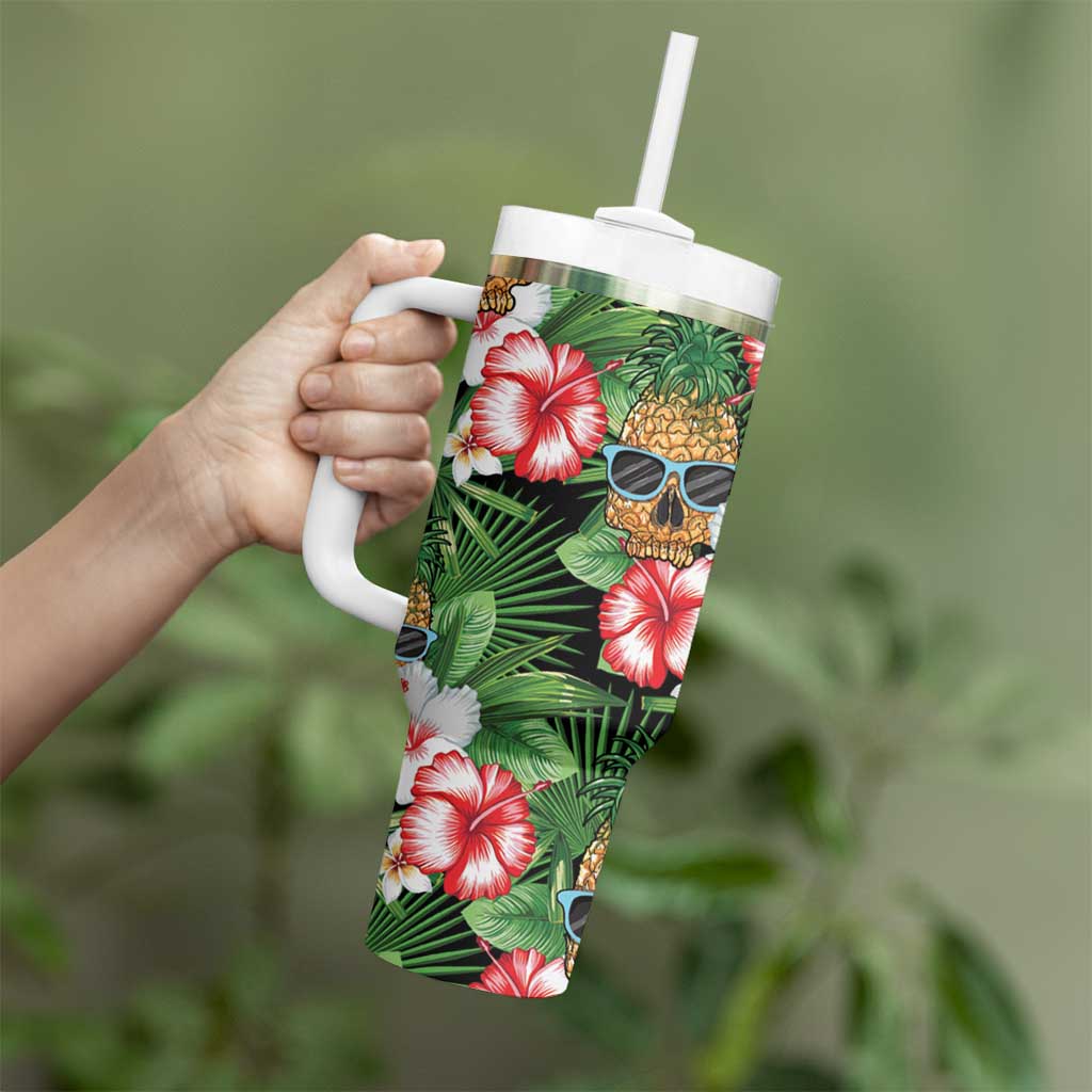 Pineapple Skull Aloha Hawaii Tumbler With Handle Summer Vibes Tropical Seamless Pattern - Polynesian Pride
