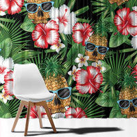 Pineapple Skull Aloha Hawaii Window Curtain Summer Vibes Tropical Seamless Pattern - Polynesian Pride