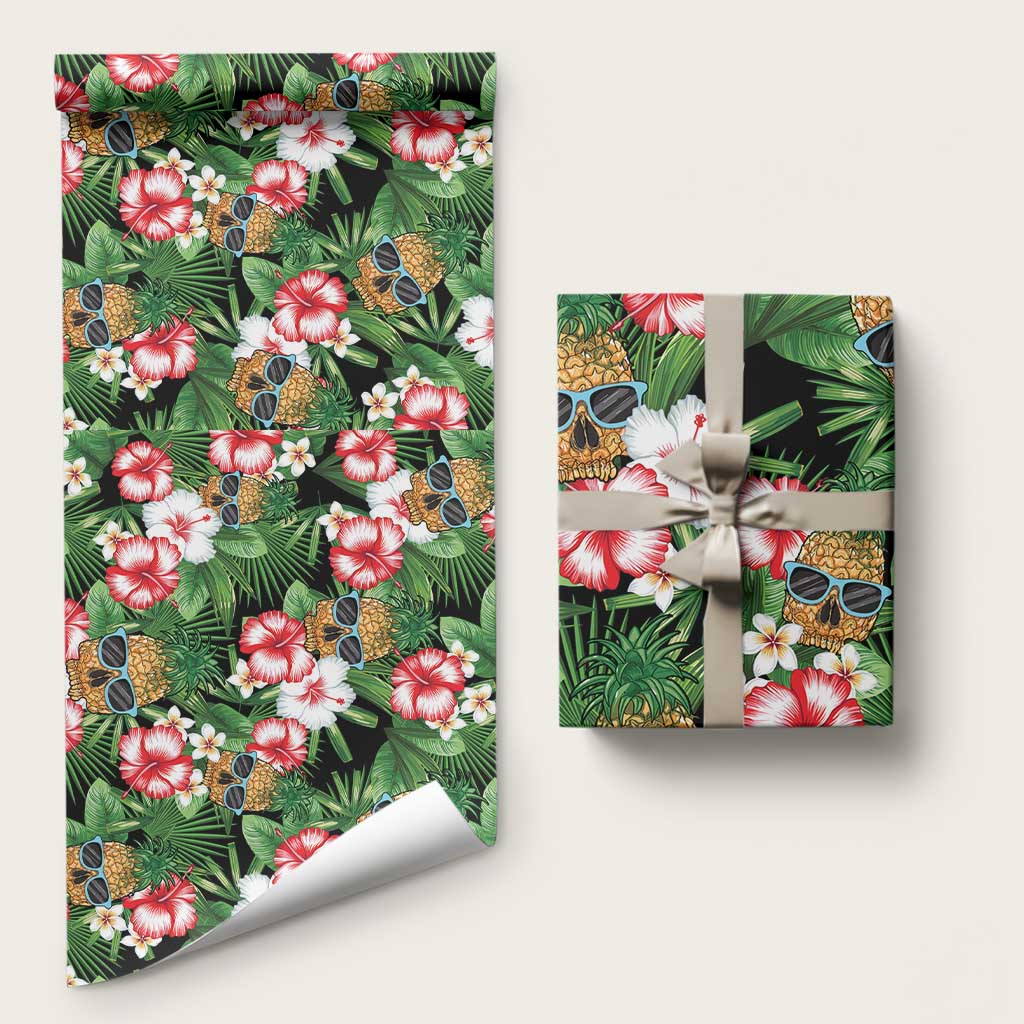 Pineapple Skull Aloha Hawaii Wrapping Paper Summer Vibes Tropical Seamless Pattern - Polynesian Pride
