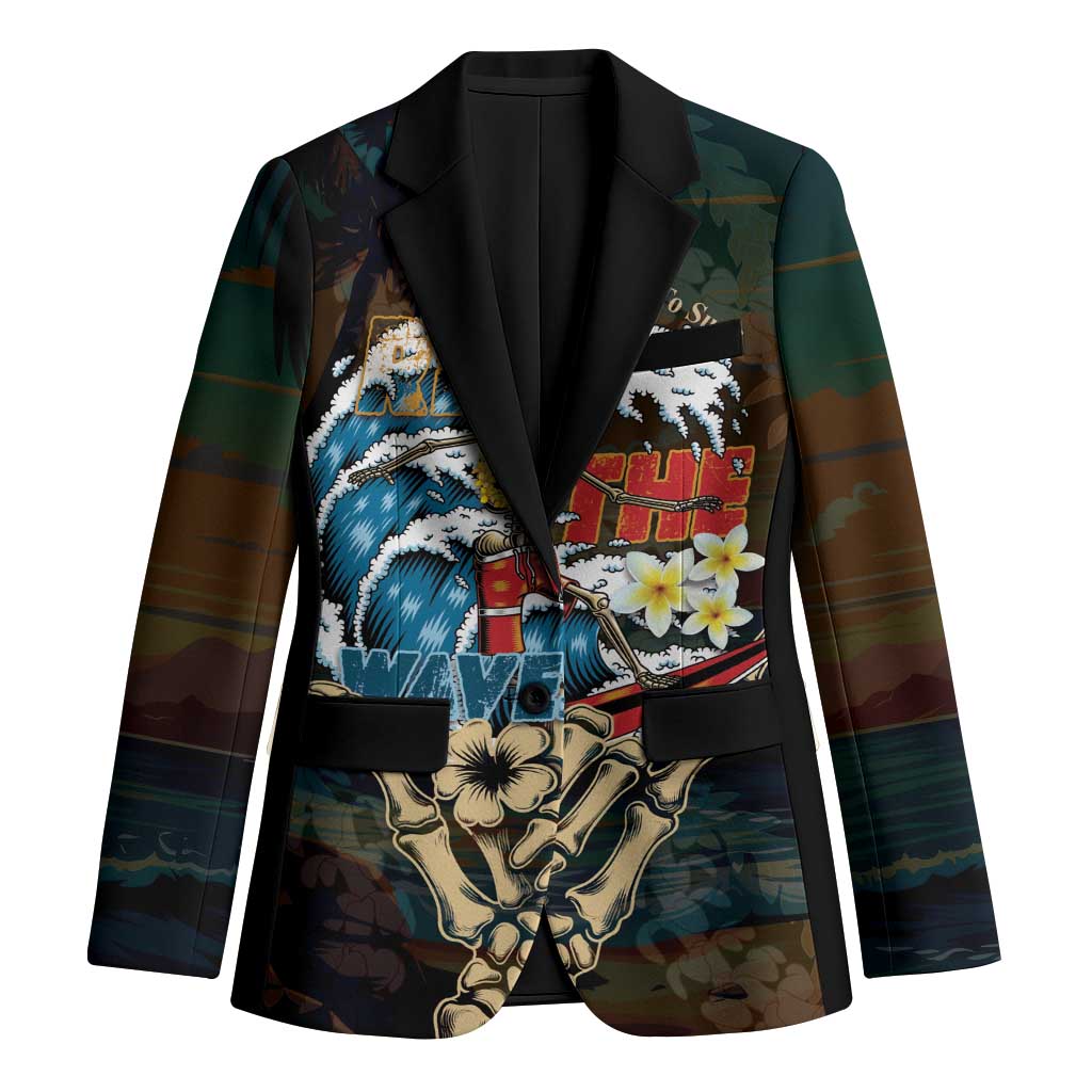 Aloha Hawaii Surfing Skull Blazer Shaka Skeleton Ride The Waves - Polynesian Pride