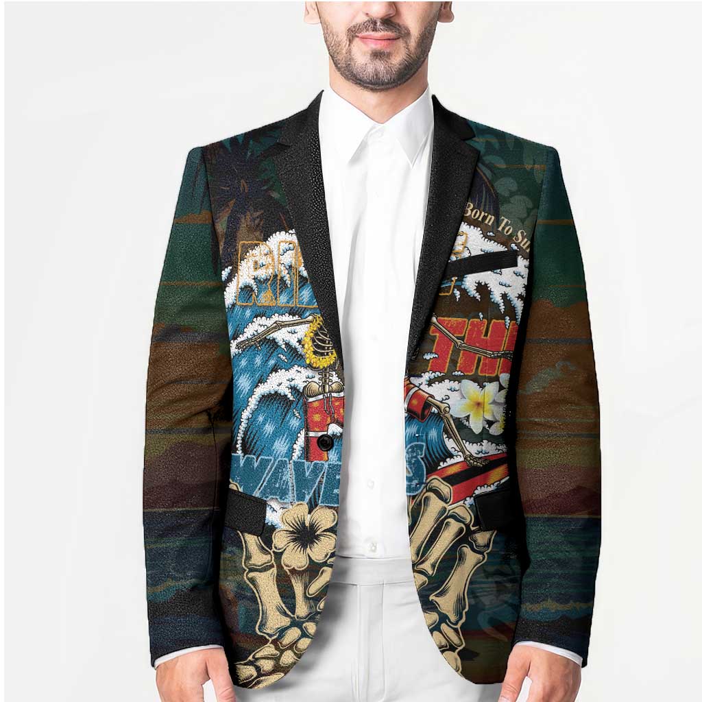 Aloha Hawaii Surfing Skull Blazer Shaka Skeleton Ride The Waves LT14 - Polynesian Pride