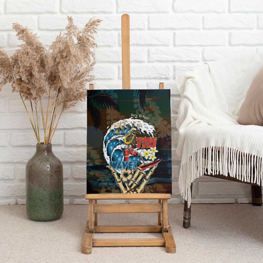 Aloha Hawaii Surfing Skull Canvas Wall Art Shaka Skeleton Ride The Waves - Polynesian Pride