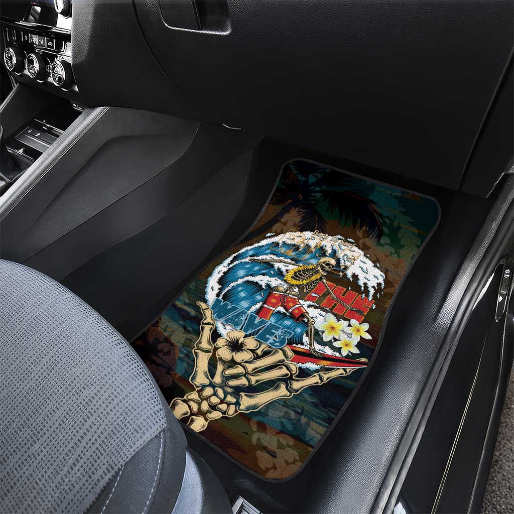 Aloha Hawaii Surfing Skull Car Mats Shaka Skeleton Ride The Waves - Polynesian Pride